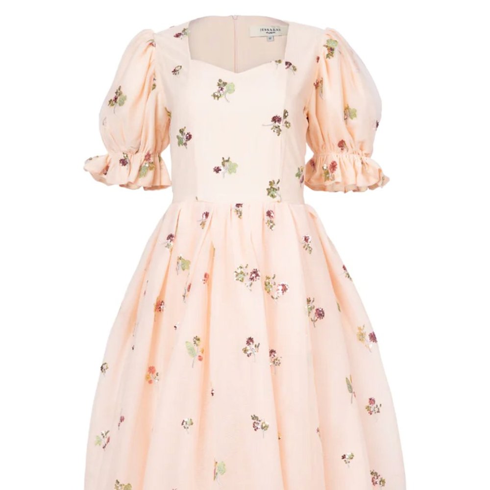 JessaKae Diana Peach Blossom Dress NWT with Sequin Details in Size Small